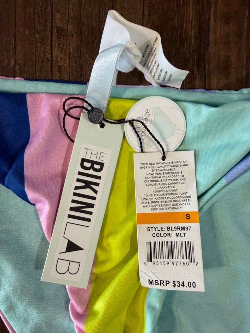 Bikini Lab Multicolor Triangle Bikini Size Small New View 2